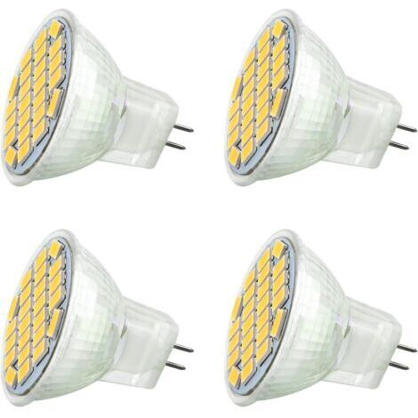 MR11 GU4 12V LED 3W Blanc Chaud 3000K, 350LM, 120° 35mm MR11 30W Halogène Équivalent, AC DC 24V 12V Spot LED Encastrable GU4 pour Meuble Cuisine Camper, non-dimmable, lot de 4 [Classe énergétique A+]