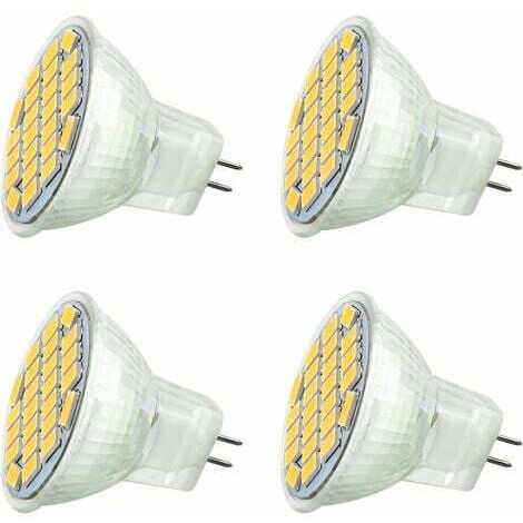 MR11 GU4 12V LED 3W Blanc Froid 6000K, 350LM, 120° 35mm MR11 30W Halogène Équivalent, AC DC 24V 12V Spot LED Encastrable GU4 pour Meuble Cuisine Camper, non-dimmable, lot de 4 [Classe énergétique A+]