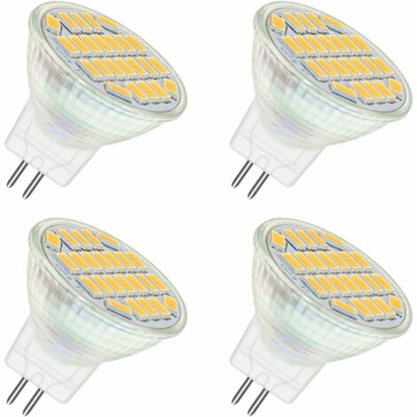 MR11 GU4 12V LED 4W Blanc Chaud 3000K, 350LM, 120° 35mm MR11 35W Halogène Équivalent, AC DC 24V 12V Spot LED Encastrable GU4 pour Meuble Cuisine Camper, non-dimmable, lot de 4 [Classe énergétique A+]