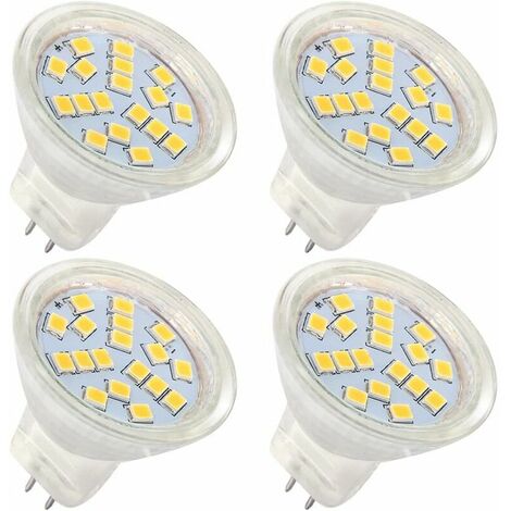 MR11 GU4 12v led 4W Warm White 3000K, equivalent to 35W halogen bulbs, 120° beam angle, Pack of 4