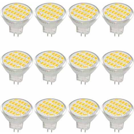 MR11 GU4 Ampoule LED lumière lumières DC/AC 10–30V 3 W, 12V, 24V, 30W Ampoule halogène équivalent, 400 lumens, Blanc chaud 3000K, LED de remplacement pour kit, jardin, intérieur, (lot de 12)