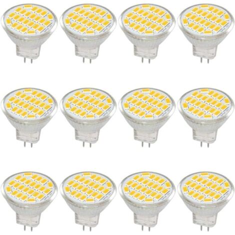 MR11 GU4 Ampoule LED lumière lumières DC/AC 10–30V 3 W, 12V, 24V, 30W Ampoule halogène équivalent,Blanc chaud 3000K(lot de 12)