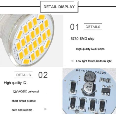 MR11 GU4 LED-Lampe, DC/AC 10-30V 3W, 12V, 24V, entspricht einer 30W Halogenlampe, 400 Lumen, warmweiß 3000K, LED-Ersatz für Garten, Innenbereich (12er-Pack)