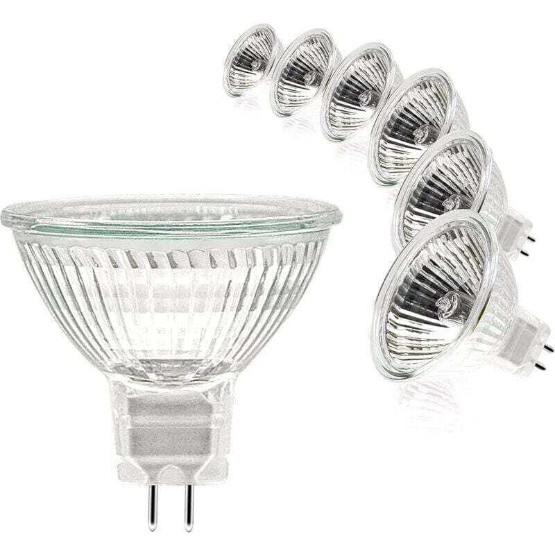 MR16 12V halogen bulbs - Pack of 6, 20W, warm white 2700K, dimmable, ideal for ceiling lights, precise and economical lighting