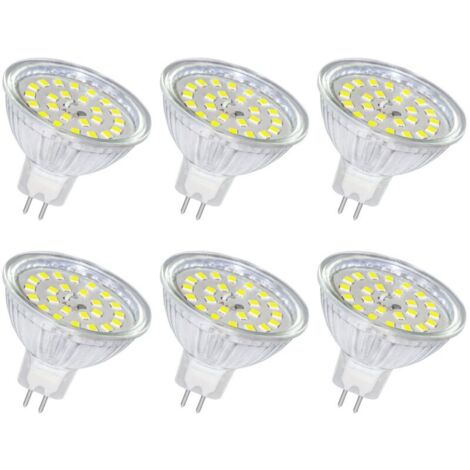 MR16 Ampoule GU5.3 LED 12V 5W Blanc Froid 6000K, 500LM Non Dimmable, Equivalent à 50W Halogène, Ampoule Spot LED MR16 GU5.3 pour Plafonnier, Éclairage Paysager, 6 pièces [Classe énergétique F]