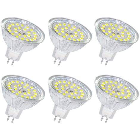 MR16 GU5.3 LED Bulb 12V 5W Cool White 6000K, 500LM Non-Dimmable, 50W Halogen Equivalent, MR16 GU5.3 LED Spotlight Bulb for Ceiling Light, Landscape Lighting, 6 Pieces [Energy Class F]