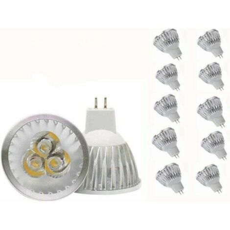 MR16 LED-Lampe, 3 W warmweiß, GU5.3, 12 V, 3 W LED-Spotlampe, geeignet für Einbaustrahler, entspricht einer 20-W-Halogenlampe, 10er-Packung