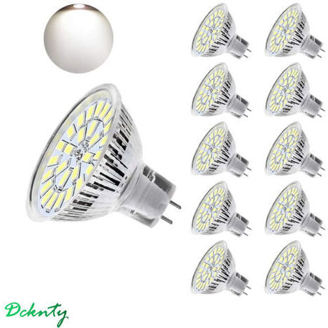 MR16 LED-Lampe, GU5.3 5W LED-Licht, entspricht einer 50W Halogenlampe, Kaltweiß 6000K 450LM AC/DC 12V-24V Nicht dimmbarer LED-Strahler (10er-Pack) [Energieklasse F]