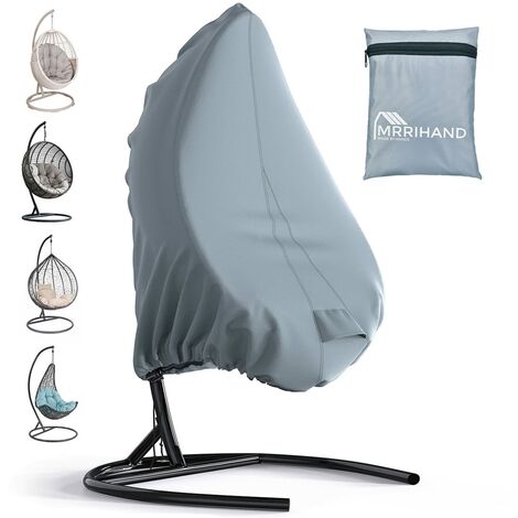 Mrrihand Copri per Sedia a Dondolo con Presa d'Aria 190x115 cm, Grigie Copertura per Sedia a Dondolo Impermeabili con Cerniera e Coulisse, Fodera per Sedia Sospesa Tessuto Oxford Anti-UV Antistrappo