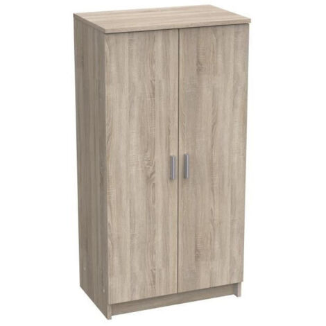 M&S – Meuble à chaussures contemporain en chêne brossé et blanc perle – 2 portes – 6 rayons amovibles – Dimensions L 54,6 x P 35,3 x H 108,4 cm