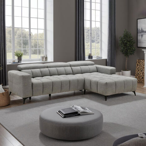 M&S – Canapé droit 3 places électrique coulissant – Revêtement tissu 100% polyester – Port USB intégré – Dimensions 285x183x75 cm