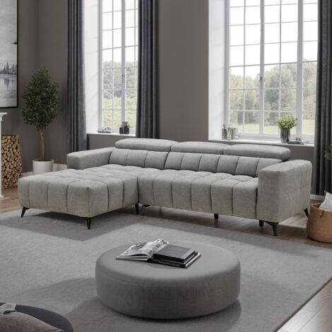 M&S – Canapé relax électrique d'angle gauche 3 places – Revêtement tissu 100% polyester – Rembourrage mousse polyuréthane – Port USB intégré