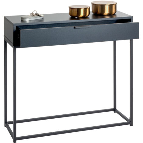 M&S – Console 1 tiroir 80x28x77 cm en panneaux de particules alvéolaires et métal – Design élégant pour couloir – Poids maximal 25 kg