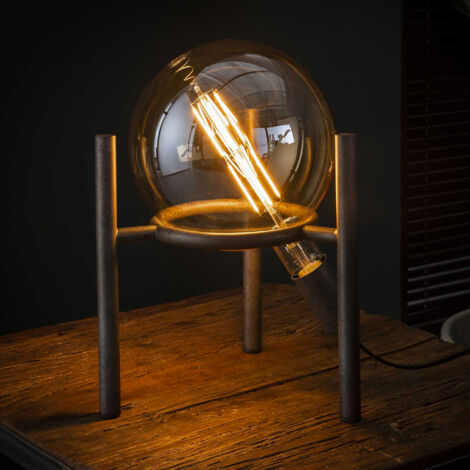M&S – Lampe à poser vintage en métal argent vieilli 28x28x34 cm – Globe en verre – Ampoule E27 recommandée – Pour décoration intérieure