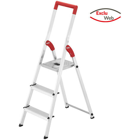 MS LINE - Escabeau ménager pliable en aluminium 3 marches ultra léger Hailo L50