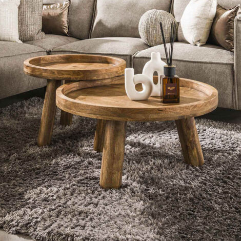 Table basse ronde bois exotique - Mobilier design, décoration d'intérieur