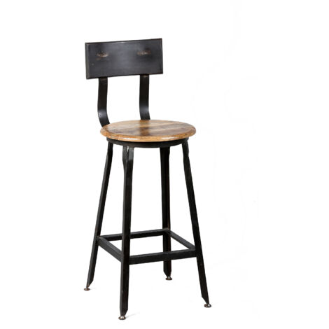 M&S – Lot de 2 tabourets de bar en acier – Assise bois 65 cm – Coloris naturel et gris anthracite – Livré monté