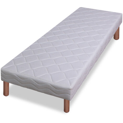 M&S – Sommier tapissier 80x190 cm – 14 lattes multiplis vernies – Hauteur 12 cm – Caisse en pin raboté – Pieds de 17 cm inclus
