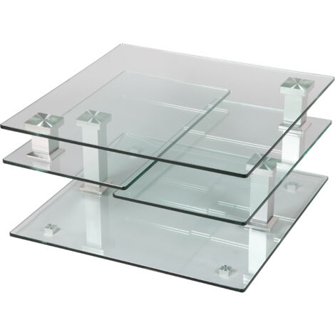 M&S – Table basse carrée 80 cm en verre trempé – Dimensions 80 x 80 x 42 cm – Finition transparente pour salon moderne