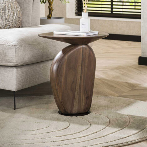 M&S – Table d'appoint en acacia massif marron 45x36x50 cm – Plateau taillé – Design organique durable pour décoration moderne