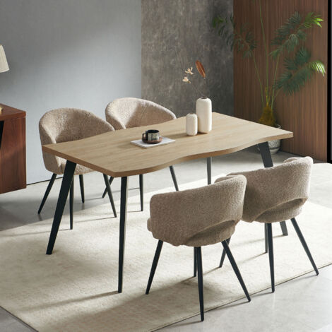 M&S – Table de salle à manger rectangulaire 1,6 m en panneaux de particules mélaminés – Pieds en métal noir 60x60 mm – Design épuré et durable