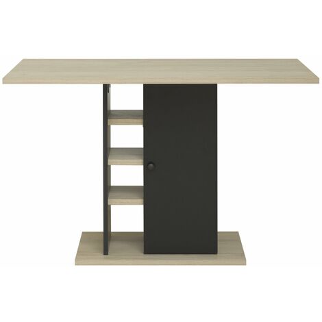 M&S – Table rectangulaire 120x80 cm en chêne clair et noir – Capacité 4 personnes – Design moderne pour petits espaces – Facile à assembler