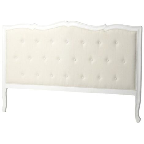 M&S – Tête de lit 180 cm en bois blanc – Revêtement tissu crème – Style scandinave – Hauteur 112 cm – Largeur 116 cm