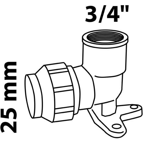 MS Wandscheibe, 25 mm x 3/4"IG, Klemmfitting für HDPE, DVGW zertifiziert