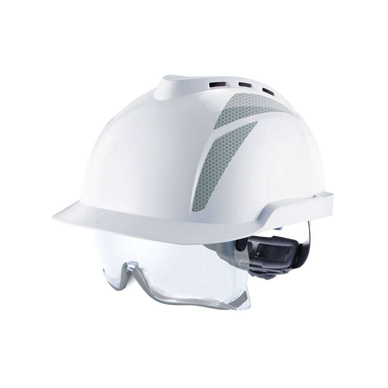 MSA - v-gard 930 vented helmet white w/ integrated spec gry sticker - White/Grey - White/Grey