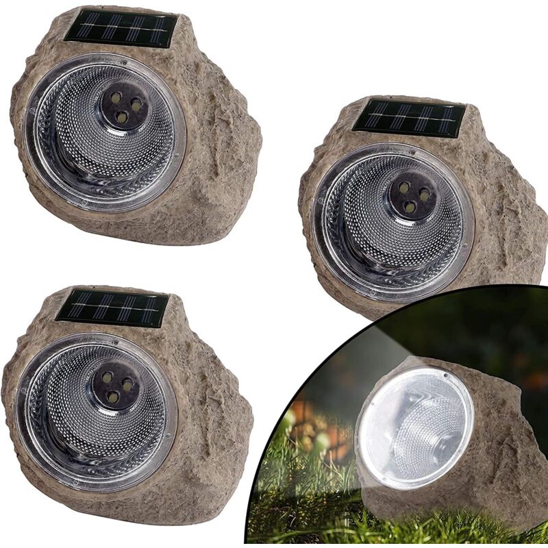 Vtizikl 3 Pièces Lampes Solaires de Roche, Lumière de Pierre de Jardin à énergie Solaire Extérieur Projecteur LED étanche Décoratif pour Décor,