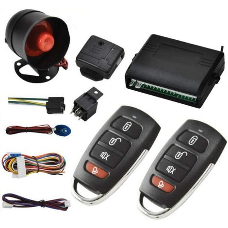 MSBD Alarme antivol de voiture télécommandée serrure centrale sans clé + capteur de choc + 2 télécommandes universelles.