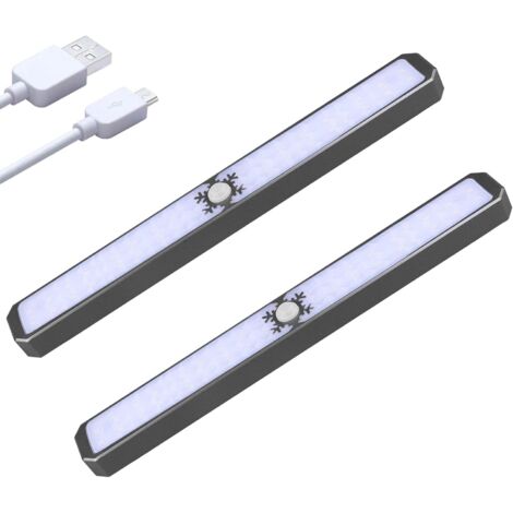 MSBD Barre d'éclairage LED sous les armoires, lumière de placard à détecteur de mouvement USB rechargeable sous les lumières de comptoir, lumières de cuisine magnétiques, lumières adhésives pour armoi