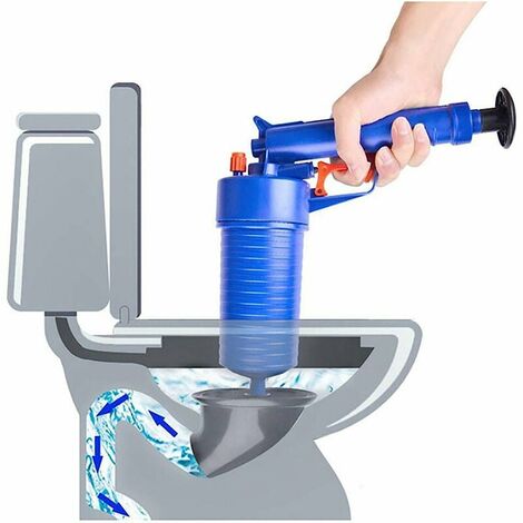 MSBD Déboucheur Toilettes Piston, Débouchage WC bouché, Pompe Haute Pression Canalisations Manuel avec 4 Adaptateurs, Outil Nettoyage D'évacuation Nettoyer Les Cuisine Évier, Douch