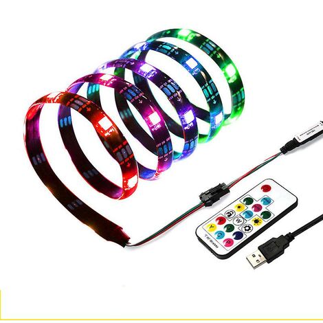 MSBD Led Strip Lights Usb Powered 6.56ft / 200cm Rainbow Dream Color Led Light Strip Avec Télécommande Rf Pour Tv Backlight Diy Indo