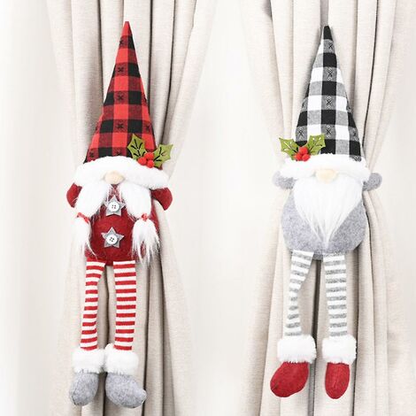 MSBD Lot de 2 fixations de tringles à rideaux de Noël M. et Mme Gnome support de tringle à rideaux