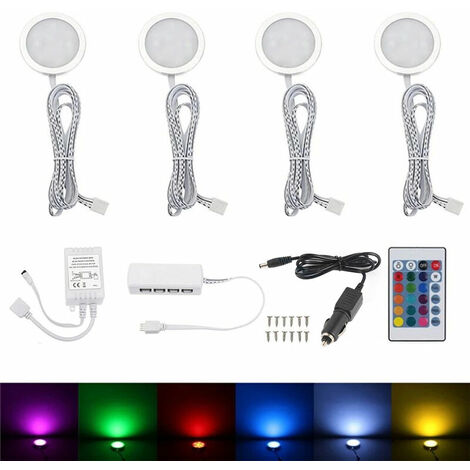 MSBD - Lumière colorée RGB avec connecteur d'alimentation pour voiture télécommandée,4pcs - 4pcs