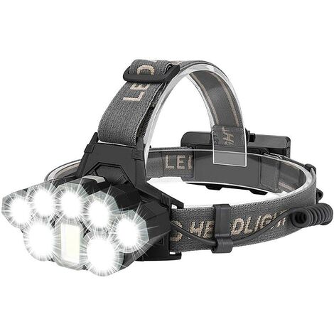 MSBD Phare LED, phare rechargeable USB, 8 modes, parfait pour la course, la pêche, le camping, la randonnée, le cyclisme.