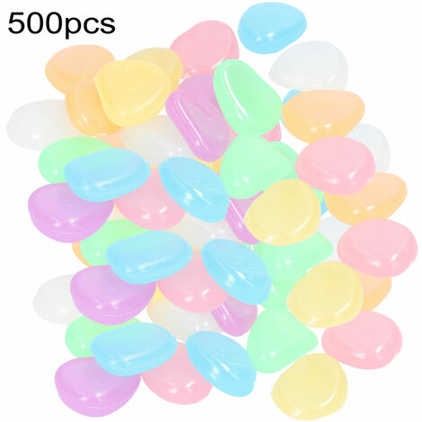 MSBD - Pierres fluorescentes artificielles Galets fluorescents Pierres colorées décoratives pour aquarium de jardin, mélangés 500pcs - mélangés 500pcs