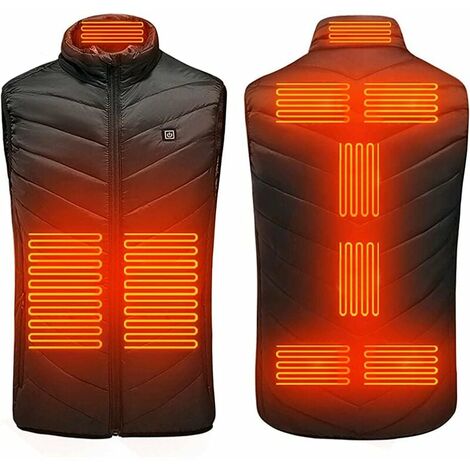 MSBD Veste Chauffante Homme Femme, Gilet Chauffant Electrique USB, Veste Homme Hiver Impermeable Lavable, Vetement Chauffant 3 Niveaux de Réglages Chaleur pour Hiver Moto Pêche Chasse Chauffage Campin