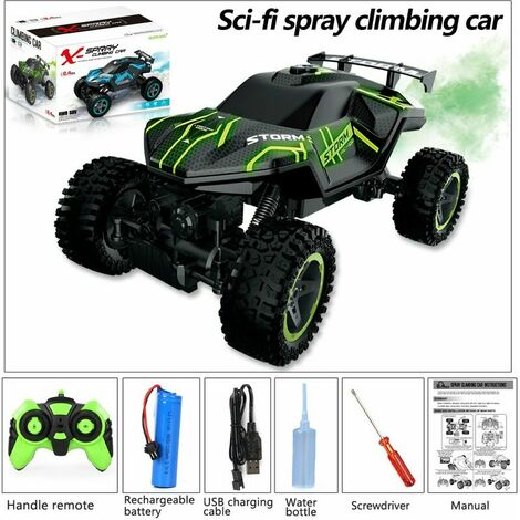 MSBD Voiture télécommandée d'escalade en spray 2.4GHz haute vitesse 4WD 1:16 Voiture de compétition multijoueur RC avec lumières froides Fonction de pulvérisation Escalade Drift Stunt Rock Voiture de