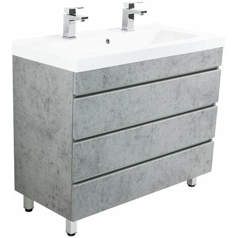 MSDB Talis 100 double vasque Aspect Béton à poser avec tiroirs sans poignées