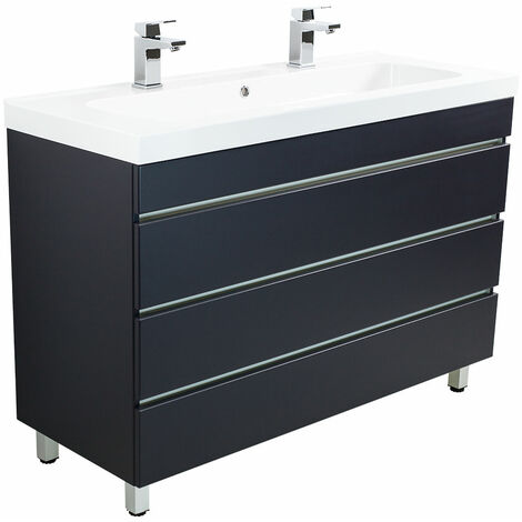 MSDB Talis 100 double vasque anthracite à poser avec tiroirs sans poignées - anthracite satiné
