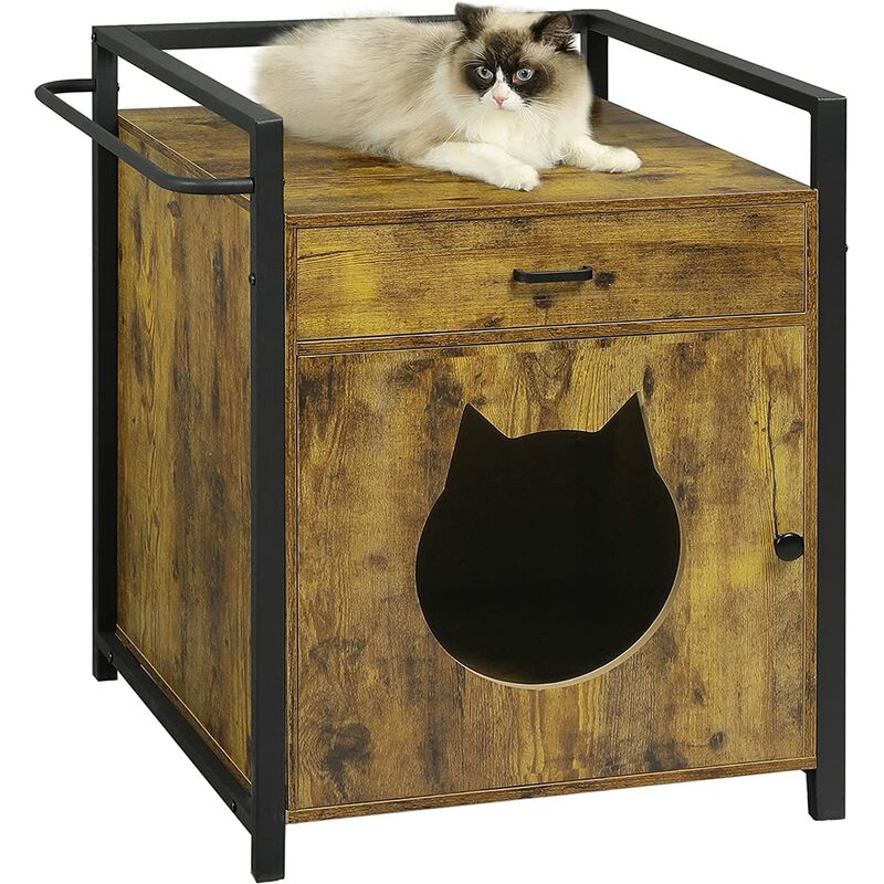 MSMASK Msmask - litière pour chats avec tiroir et porte, grotte aération, armoire spacieuse maison de sommeil grands