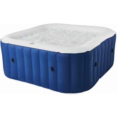 Spa gonflable carré 4 personnes piscine 600L jacuzzi massage extérieur  150x150cm