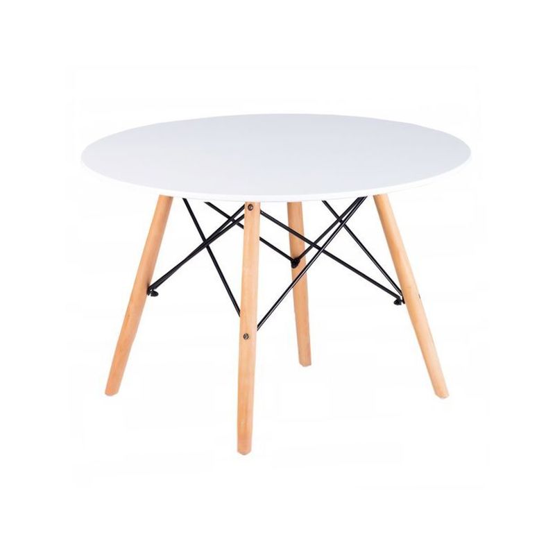 MSTORE - Table basse moderne plateau rond en métal cadre - Diamètre 60 cm + Hauteur 48 cm - Style scandinave - Blanc