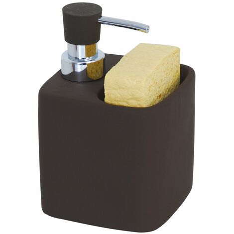 Dispenser per sapone con porta-spugna, Beige o grigio chiaro, Dimensioni:  26 x 13 x 16,5 cm