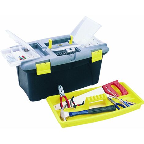 MSV 130102 Toolbox plastica nero / giallo / Grigio 48,5 x 33,5 x 27 cm