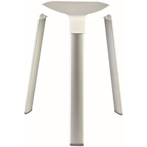 36 x 26 x 33 cm MSV 140697 Bianco wei/ß Sgabello in plastica e alluminio
