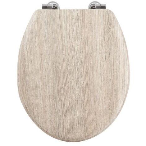 MSV – Abattant WC en MDF effet bois – Charnières en acier inoxydable – Surface résistante à l'humidité – Dimensions 42,5 x 36,5 x 5 cm