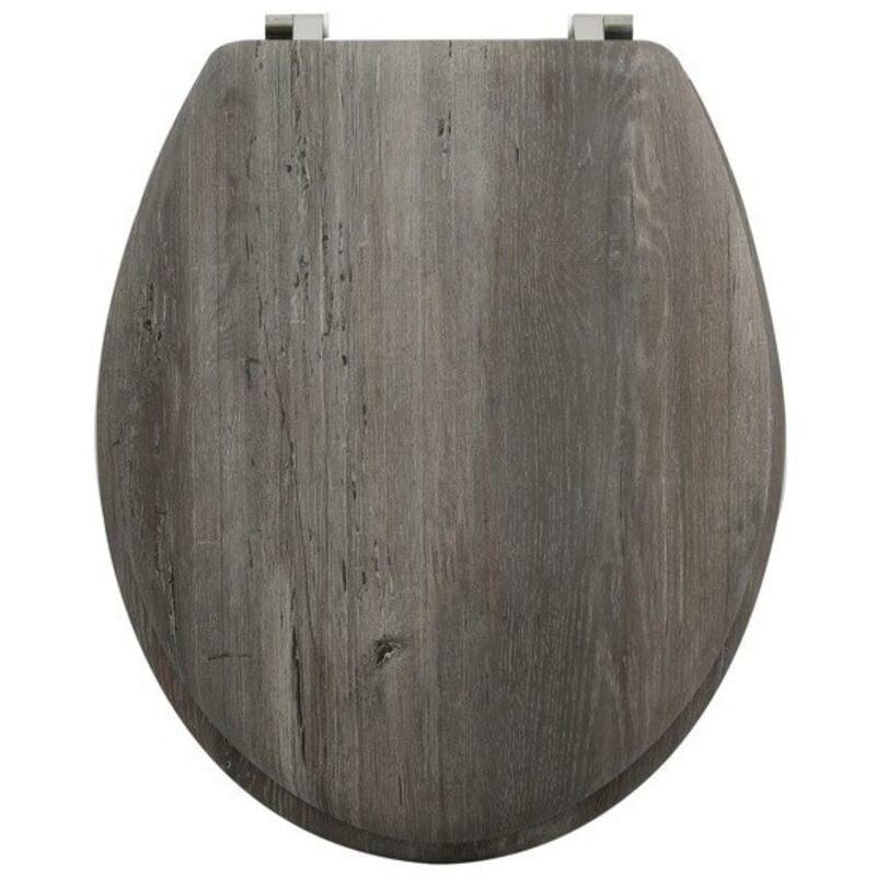 MSV - Abattant wc mdf Marron - Charnières Inox